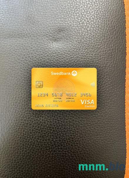 Lithuania Swedbank visa karta elektronowa wygląd fotograficzny skan PSD + zdjęcie